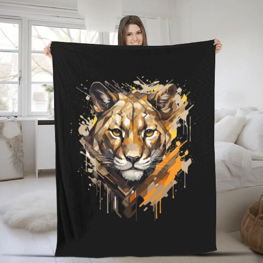 Graffiti Style Mountain Lion | Mountain Lion Lover Fleece Blankets