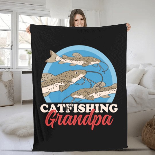 Catfishing Grandpa Fish Catfish Fishing Fleece Blankets