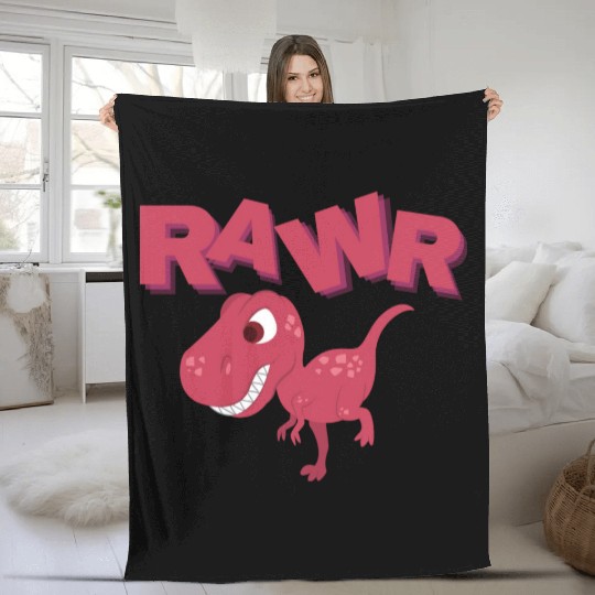 Rawr Cute Rex Dino Extinct Lover Tyrannosaurus Fleece Blankets
