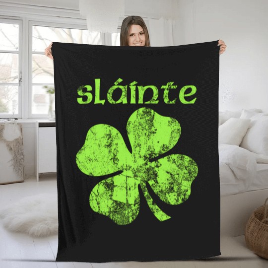 Slainte Cheers Health Fun St Patric Day Fleece Blankets