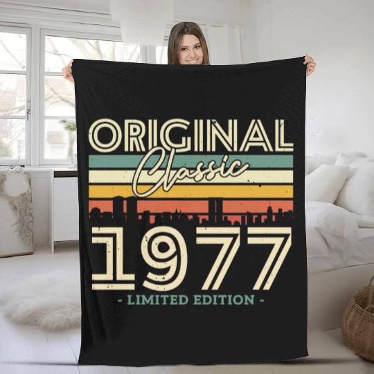 1977 Vintage Birthday Gift Fleece Blankets