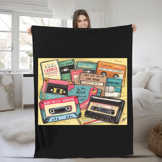 old cassette tapes 90s Fleece Blankets