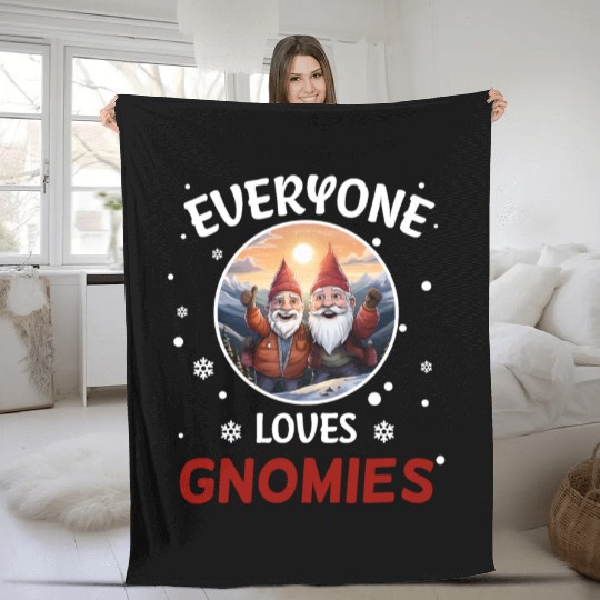 Everyone Loves Gnomies Gnome Santa Claus Fleece Blankets