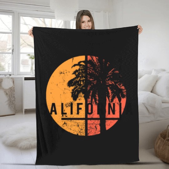 Malibu California Cool Native Palm Tree Fleece Blankets