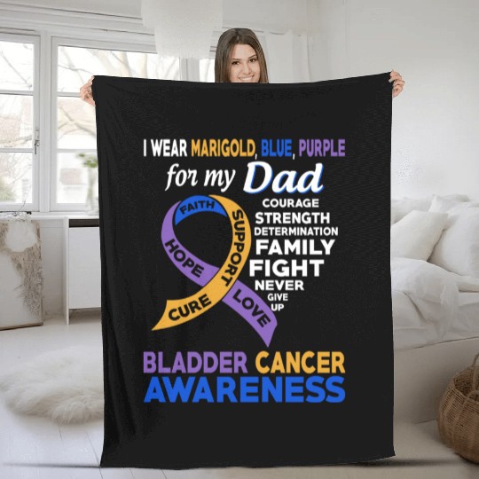 I Wear Marigold Blue Purple For My Dad Bladder Fleece Blankets