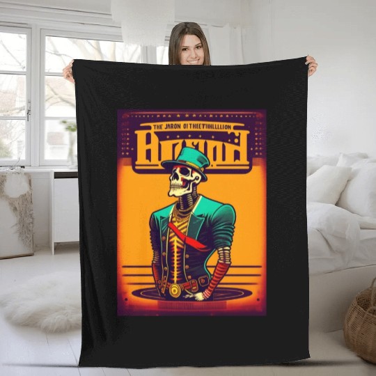 Run skull punk rock Fleece Blankets
