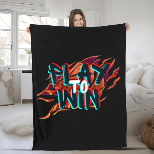 Black and Orange Modern Play To Win Fleece Blankets