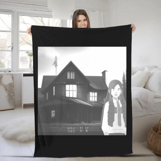 Is a haunted house??? (Black and white version) Fleece Blankets