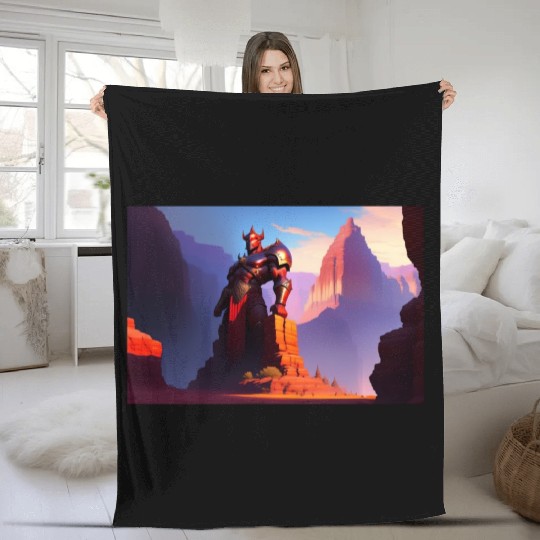 Khorne statue in the depths of the grand canyon Fleece Blankets