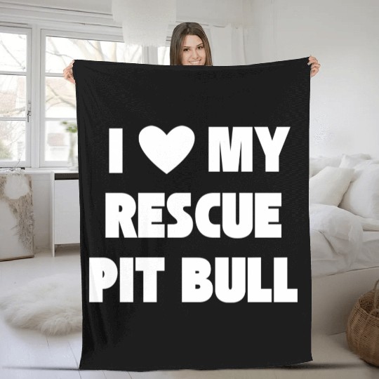 I Love My Rescue Pit Bull | Pitbull Advocacy Fleece Blankets