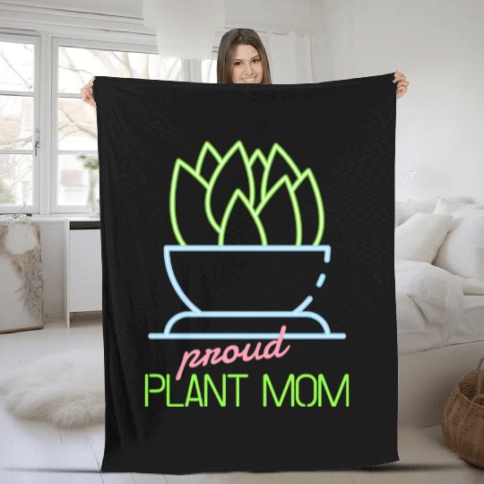 Proud Plant Mom Neon Style Fleece Blankets