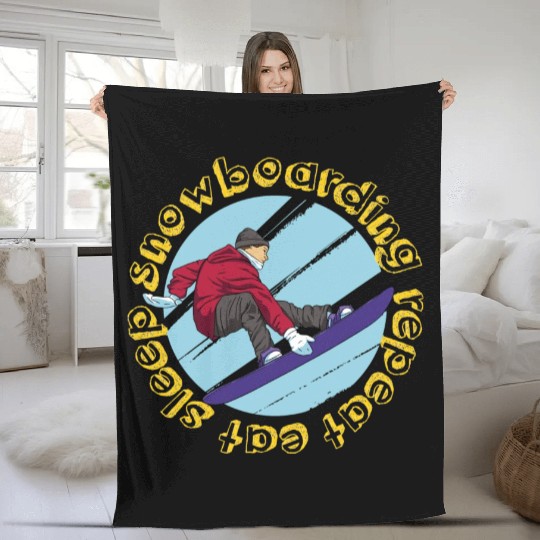 Eat Sleep Snowboarding Repeat Fleece Blankets