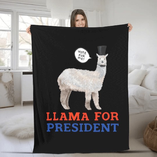 Llama For President Fleece Blankets