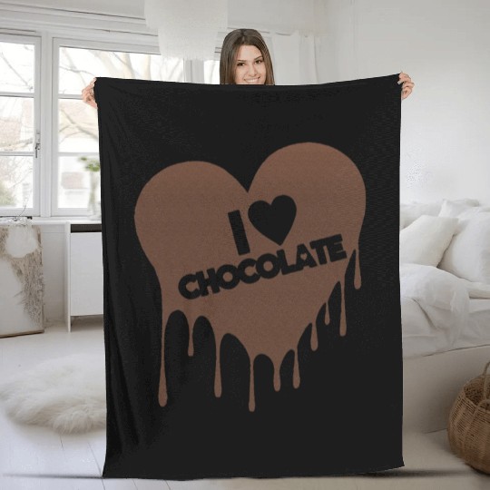 I Love Chocolate Candy Heart Lover Fleece Blankets