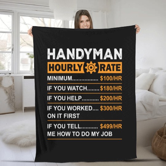 Handyman Hourly Rate Labor Day Fleece Blankets