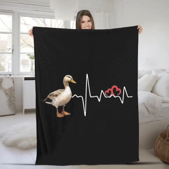 Duck Hunting Love Heartbeat Duck Hunter Fleece Blankets