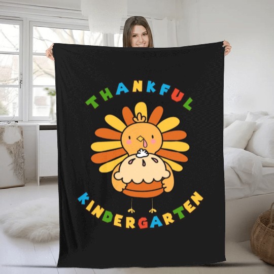 Kindergarten Thanksgiving Thankful Turkey Teacher Fleece Blankets