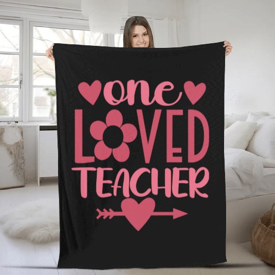 One Loved Teacher Valentine Teacher Fleece Blankets