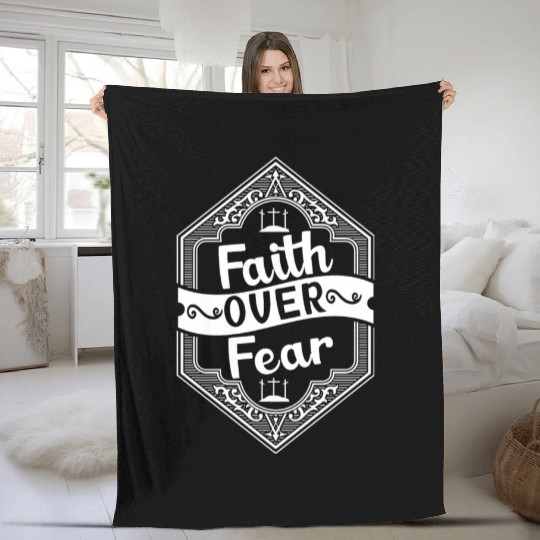 Faith Over Fear Love Jesus Christian Christmas Fleece Blankets