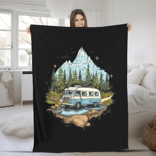 camping, nature, independent, gift Fleece Blankets