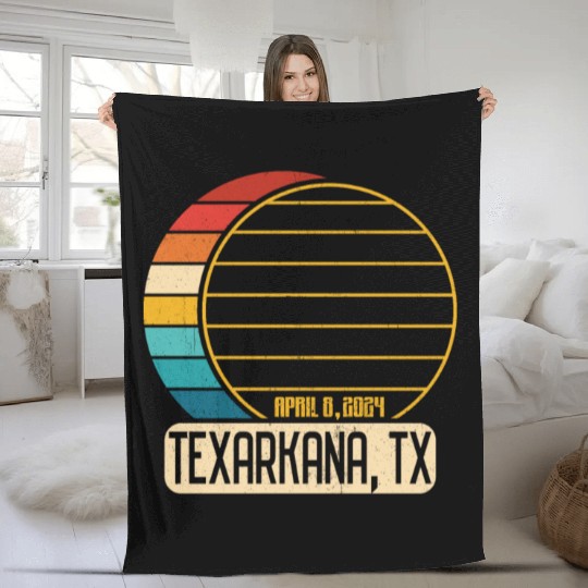 Total Solar Eclipse Texas Texarkana April 28 2024T Fleece Blankets