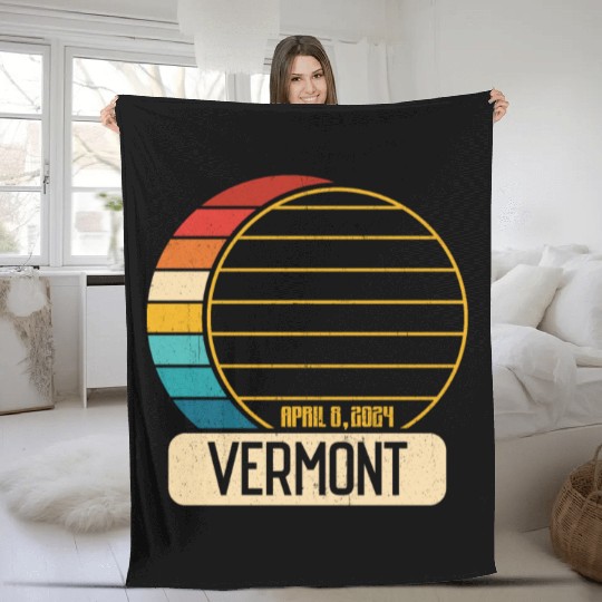 Total Solar Eclipse Vermont April 28 2024 Eclipse Fleece Blankets