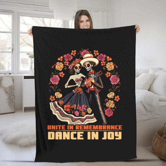 Dia De Los Muertos Sugar Skull Mexican Holiday Fleece Blankets