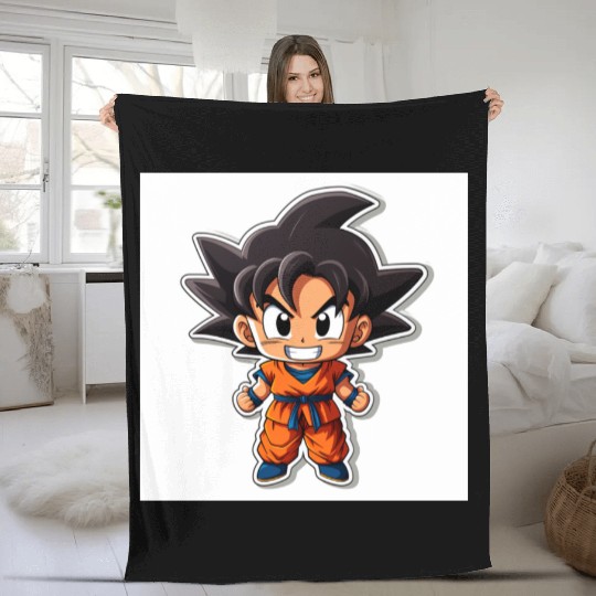 Goku Sticker Happy Bold Colors art toy style Fleece Blankets
