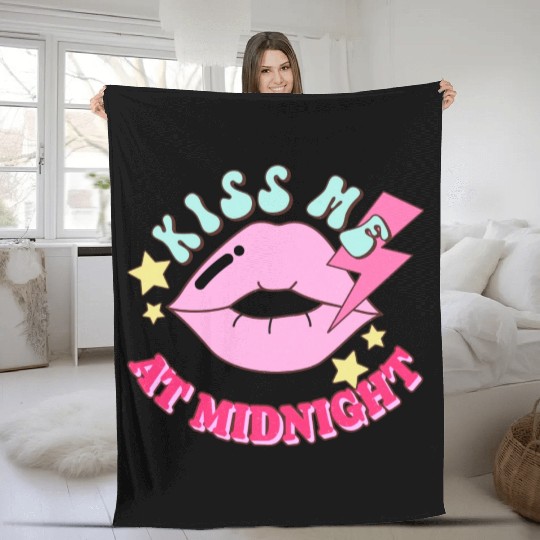 New Years Eve Party Kiss Me At Midnight I Love You Fleece Blankets