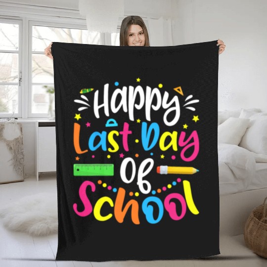 Happy Last Day Of School Teacher Student Fleece Blankets