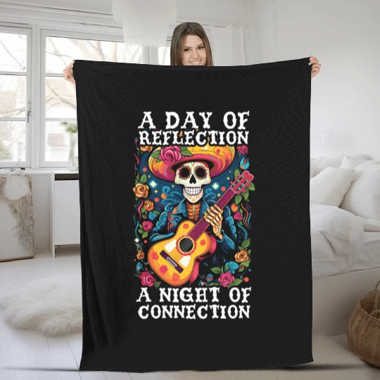 Dia De Los Muertos Sugar Skull Mexican Holiday Fleece Blankets