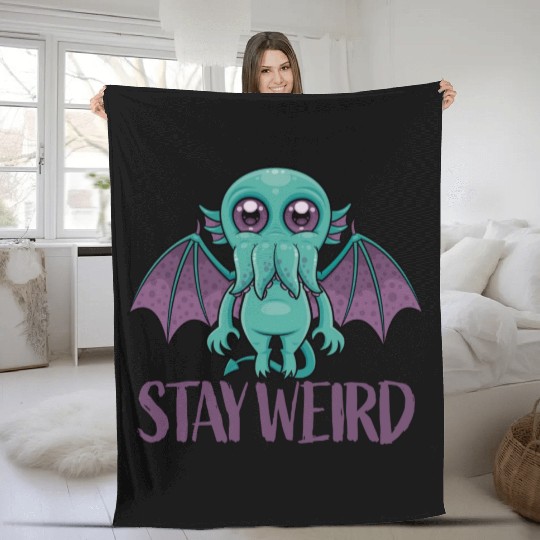 Stay Weird Cute Cthulhu Monster Fleece Blankets