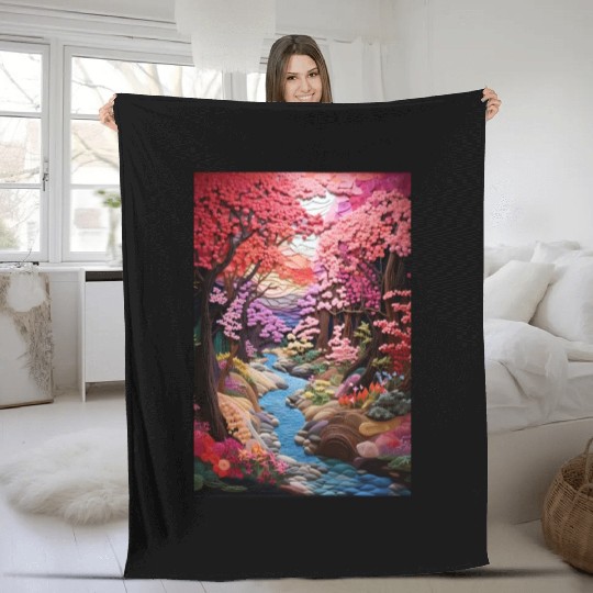 Multi-color Zen Garden river - Japanese Fleece Blankets