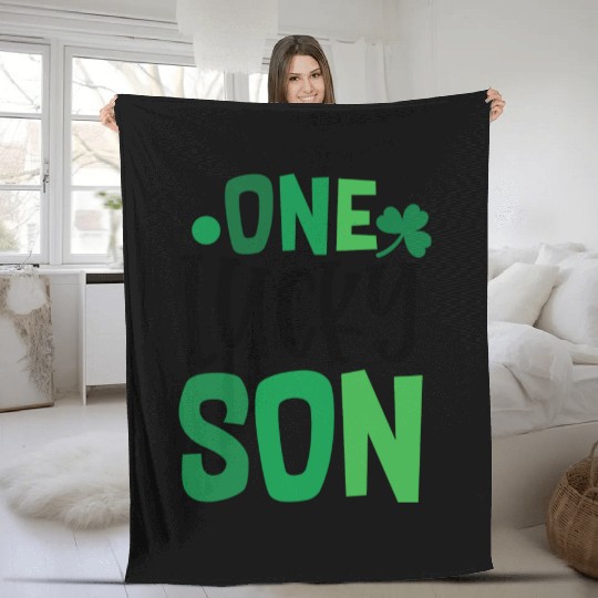 One Lucky Son Clover Shamrock Irish Ireland Fleece Blankets