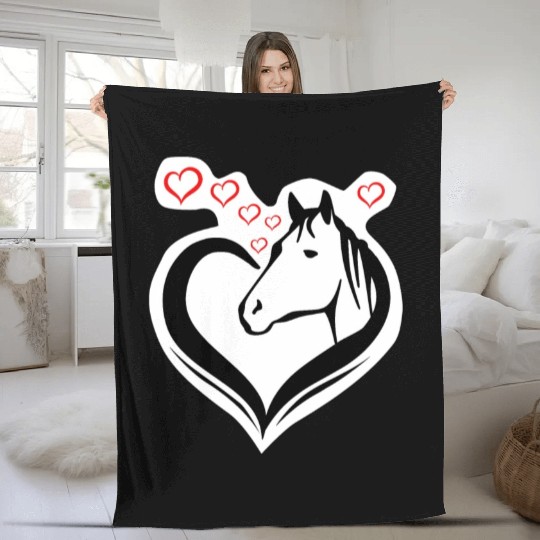 Cute horse design makes the hearts beat faster Fleece Blankets