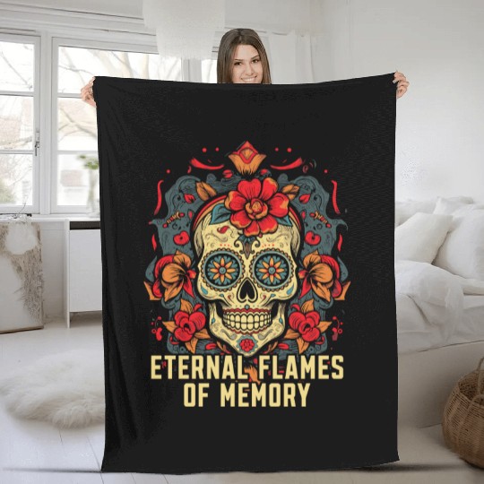 Dia De Los Muertos Sugar Skull Mexican Holiday Fleece Blankets