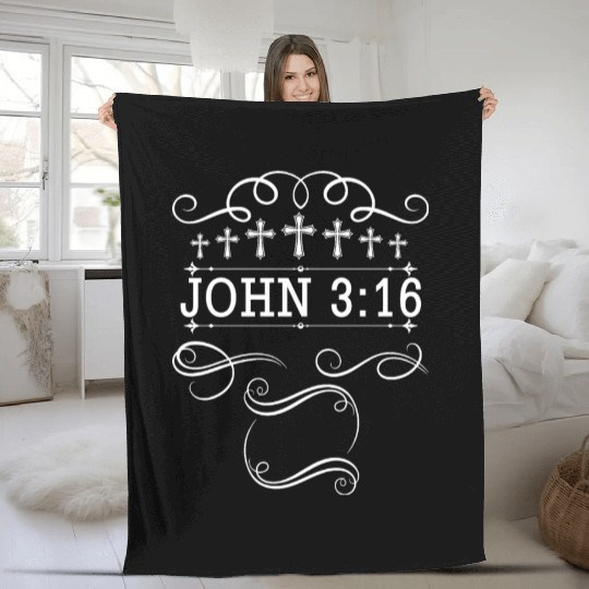 John 3:16 Love Jesus Christian Christmas Fleece Blankets