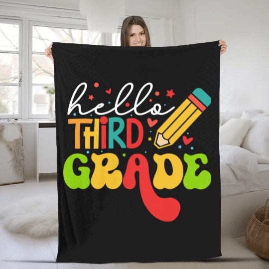 Back To School Clothes - Hello Third Grade Fleece Blankets