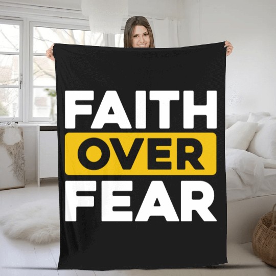 Faith Over Fear Love Jesus Christian Christmas Fleece Blankets
