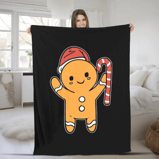 Gingerbread Cookie Baker Gift Fleece Blankets