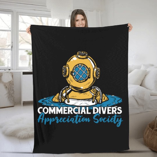 Diving Diver Commercial Diving Fleece Blankets