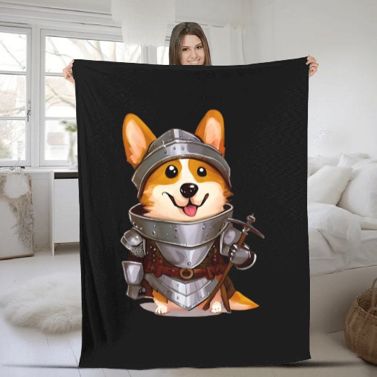 Knight Corgi Fleece Blankets