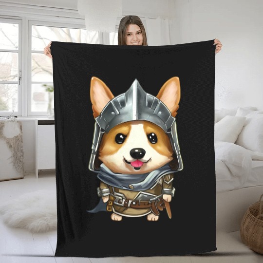 Knight Corgi Fleece Blankets