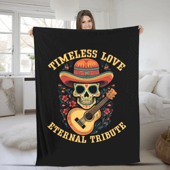 Dia De Los Muertos Sugar Skull Mexican Holiday Fleece Blankets