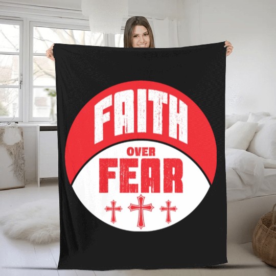Faith Over Fear Love Jesus Christian Christmas Fleece Blankets