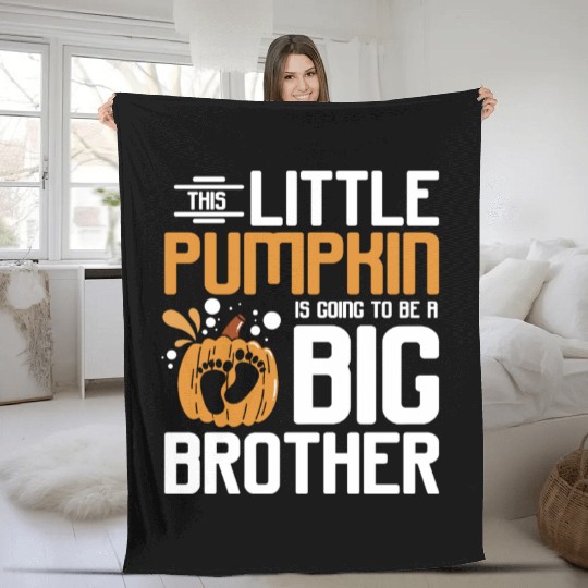 Pregnancy Thanksgiving pumpkin big brother Fleece Blankets