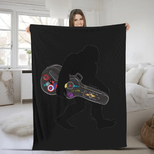 Bigfoot Playing Guitar Fleece Blankets