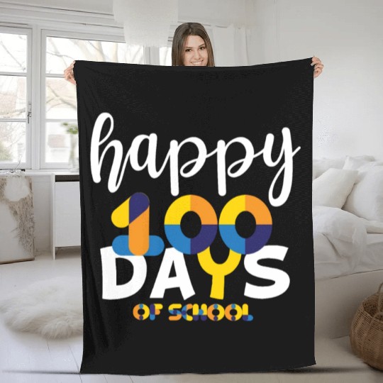 Happy 100 Days Of School Fleece Blankets Teacher Team Grade