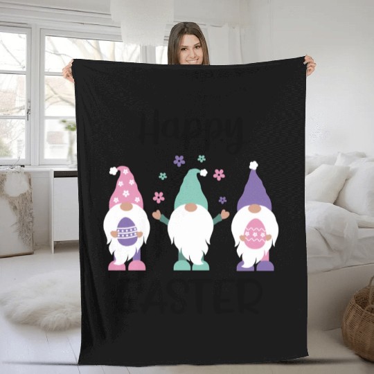 Happy Easter 2020 Gnome Egg Hunt Swea Fleece Blankets