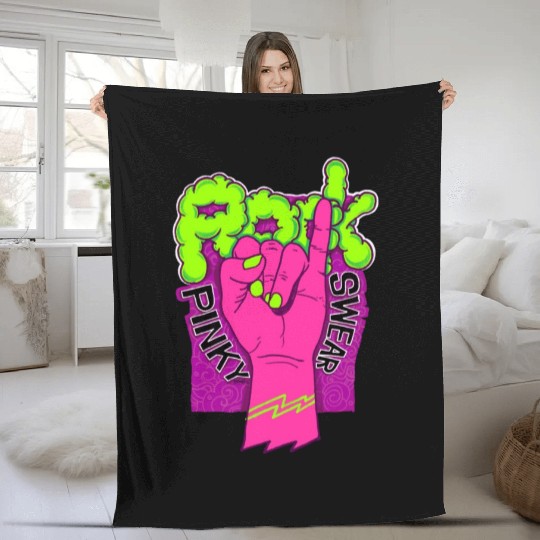 Rock hand pink Fleece Blankets